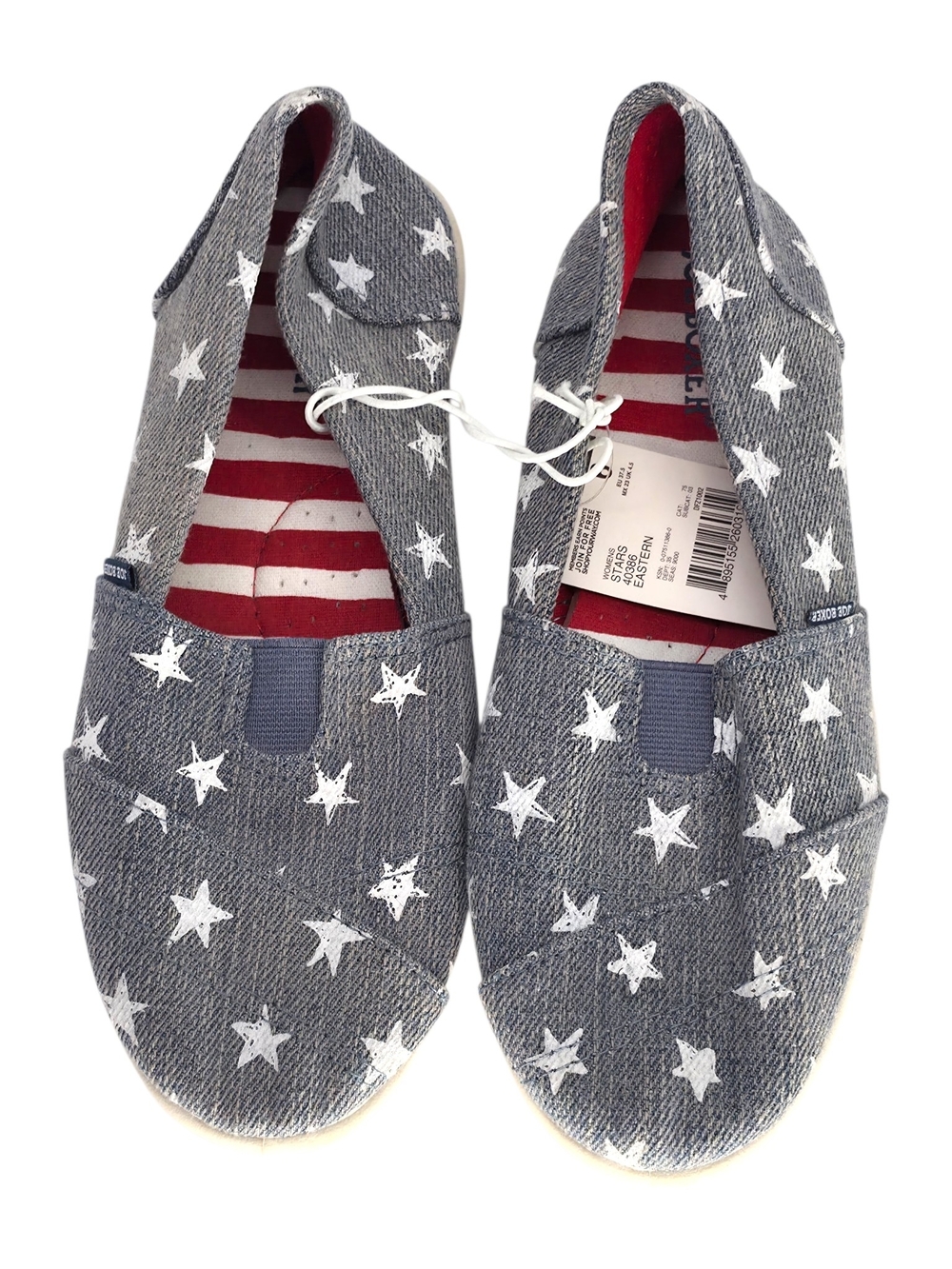 Joe Boxer Stars & Stripes Slip On Flats Size 6 Americana Patriotic Festival